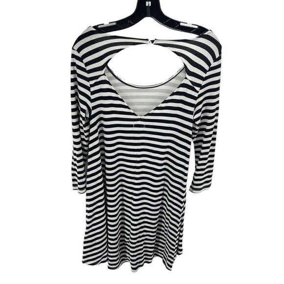 American Eagle Womens Striped Dress Cutout Back Stretch White Black Medium - Picture 10 of 10